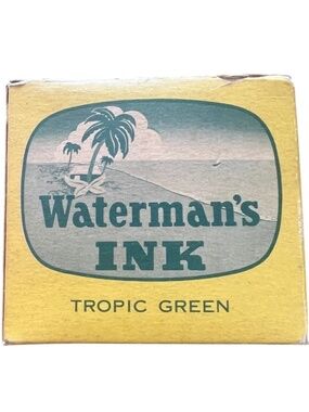 Vintage 40s/50s Waterman's Ink Tropic Green Fountain Pen Ink Dried Out With Box